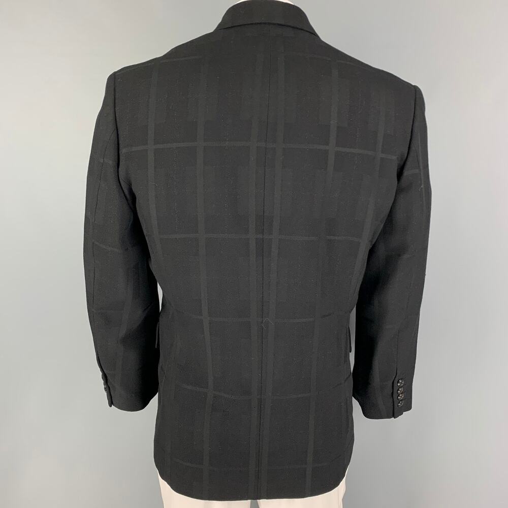 MONSIEUR NICOLE Size M Black Silver Window Pane Double Breasted Sport Coat - Picture 3 of 7